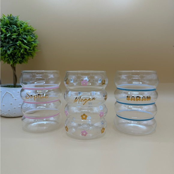 Daisy Glass Tumbler, Iced Coffee Glass Wave, Retro Flower Iced Coffee Cup 18 Oz - Picture 7 of 7